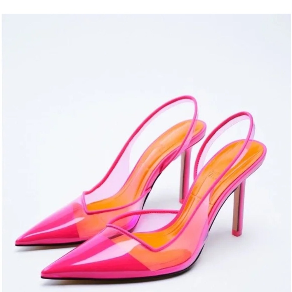 ZARA Pink Vinyl Heels